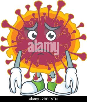 Spreading coronavirus mascot design style with worried face Stock Vector