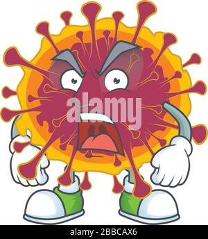 Spreading coronavirus mascot design concept showing angry face Stock Vector
