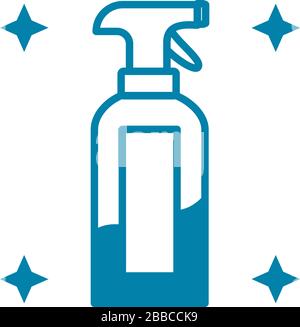 cleaning spray bottle icon over white background, line fill style ...