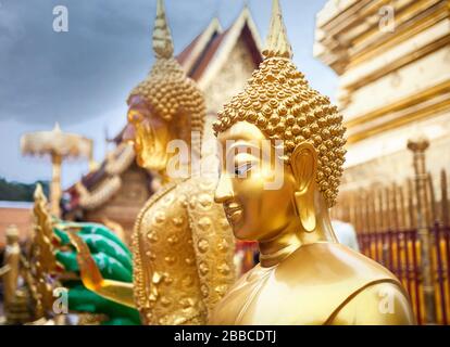 Golden Buddha statue in Wat Doi Suthep, Ciang Mai, Thailand Stock Photo