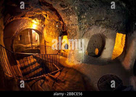 Derinkuyu cave city in Cappadocia Turkey Stock Photo