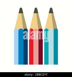 Pencils Vector Drawing on a white background Stock Vector