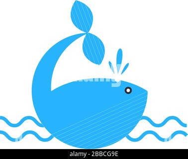 Blue Vector Whale Drawing Stock Vector