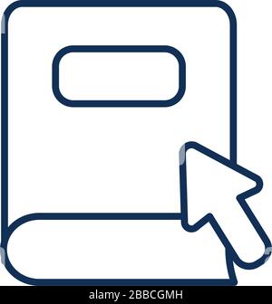 academic book with cursor icon over white background, line block style ...