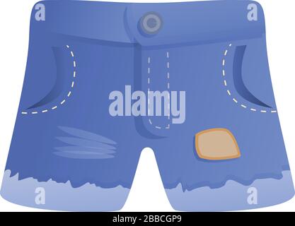 Jeans summer shorts icon. Cartoon of jeans summer shorts vector icon for web design isolated on white background Stock Vector