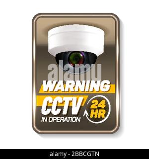 Cctv in Operation Warning Nameplate Banner Vector Stock Vector