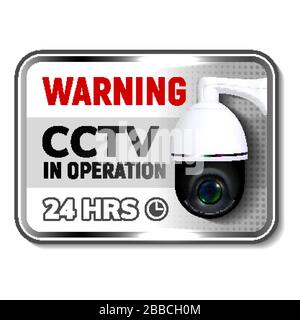 Cctv in Operation Warning Nameplate Poster Vector Stock Vector