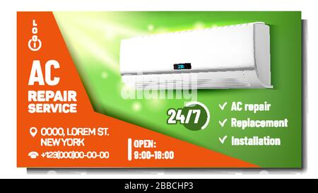 Air Conditioner Repair Service Promo Poster Vector Stock Vector