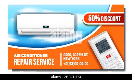 Air Conditioner Repair System Promo Banner Vector Stock Vector