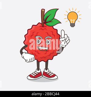 An illustration of Lychee Fruit cartoon mascot character get an idea Stock Photo