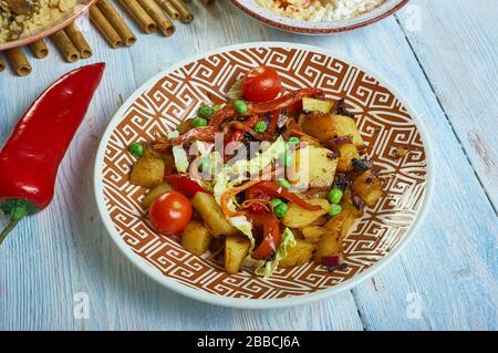 Ethiopian Vegetable Tibs, Ethiopian dish consisting of spicy Stock Photo