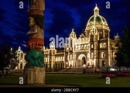 BC Parliament Buidlings, Victoria Inner Harbour, BC, Canada Stock Photo