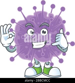 Call me funny gesture coronavirus influenza mascot cartoon design Stock Vector