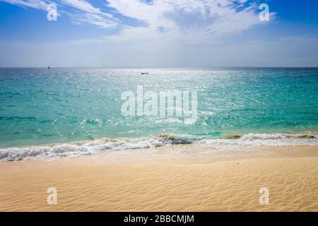 Ponta preta beach and dune in Santa Maria, Sal Island, Cape Verde, Africa Stock Photo