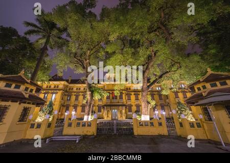 HANOI, VIETNAM - 19TH MARCH 2017: The outside of the Ministry of Foreign Affairs in Hanoi night. Stock Photo