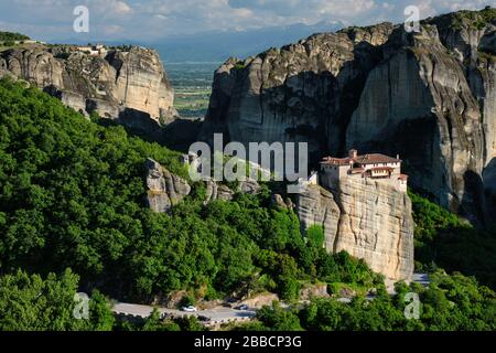 Monastery of Rousanou and Monastery of St. Stephen in Meteora in Greece Stock Photo