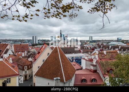 Cityscape view from the Old Town, UNESCO World Heritage Site, towards the New Town,Tallinn, Estonia Stock Photo
