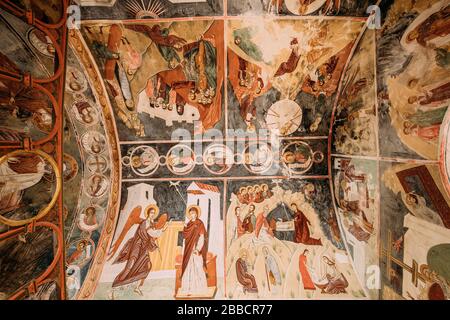 Martvili Canyon, Georgia -  September 15, 2017: Medieval Frescoes In Gelati Monastery.