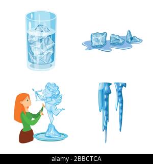 Isolated object of frost and water logo. Collection of frost and wet vector icon for stock. Stock Vector