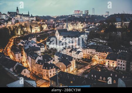 View of Luxembourg at night Stock Photo