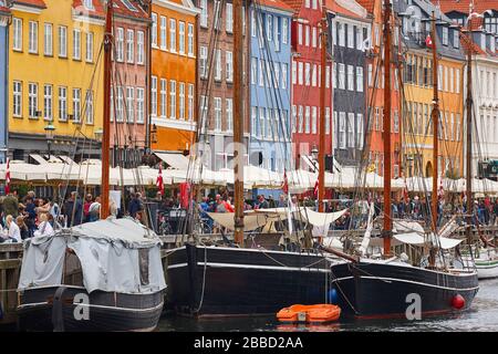 Traditional colorful facades in Copenhagen city center. Nyhavn area. Denmark Stock Photo