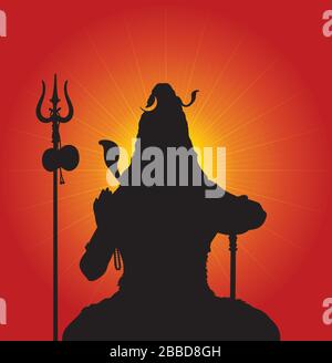 Indian Hindu God Lord Shiva, Poster, Vector, Illustration, Silhouette Stock Photo