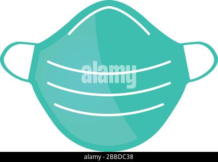 Protective face mask, breathing medical respiratory mask, protection from viruses, or polution, green colored vector Stock Vector