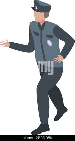 Running police officer icon, isometric style Stock Vector