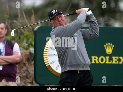 USA's Mark O'Meara tees off on the 2nd hole during day four of the 2013 Open Championship at Muirfield Golf Club, East Lothian Stock Photo