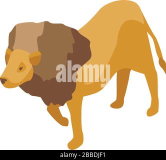 Zoo lion king icon, isometric style Stock Vector