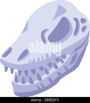 Stone age skull head icon, isometric style Stock Vector