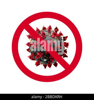 Sign caution coronavirus. Stop coronavirus. COVID-19 Isolated on a white background Chinese coronavirus under the microscope. Realistic vector Stock Vector
