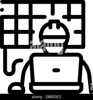 solar technician icon vector outline illustration Stock Vector