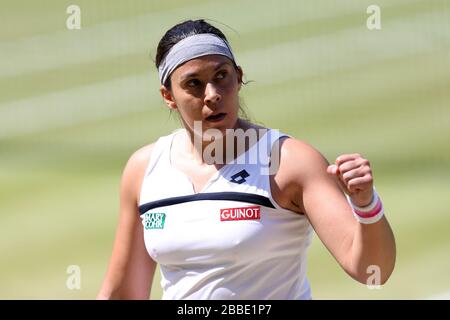 France's Marion Bartoli celebrates during the final against Germany's Sabine Lisicki Stock Photo