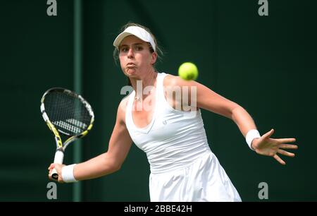 Great Britain's Johanna Konta in action against Serbia's Jelena Jankovic Stock Photo