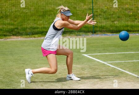 Russia's Maria Sharapova stretches during a practice session Stock Photo
