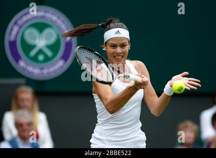 Serbia's Ana Ivanovic in action against Canada's Eugenie Bouchard Stock Photo