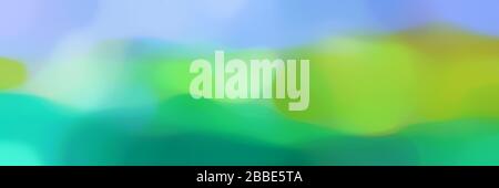 blurred bokeh horizontal header background with baby blue, medium sea green and yellow green colors and space for text. Stock Photo