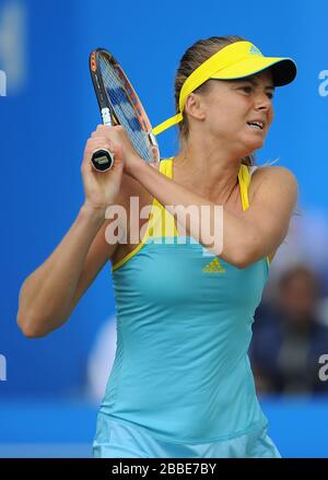 Slovakia's Daniela Hantuchova in action against France's Kristina Mladenovic during the AEGON Classic at Edgbaston Priory, Birmingham. Stock Photo