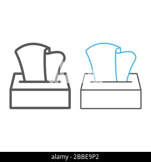 Tissue napkin box line and color line icon, wash and hygiene, hand tissues sign, vector graphics, a linear pattern on a white background, eps 10. Stock Vector