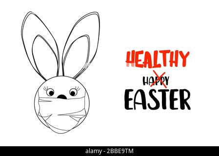 rabbit in a medical mask. Easter concept. Easter quarantine.. Stock Vector