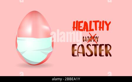 egg in a medical mask. Easter concept. Easter poster.. Stock Vector