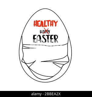 egg in a medical mask. Easter concept. Easter poster.. Stock Vector
