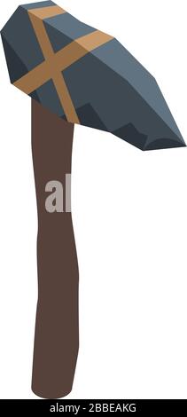 Stone age hammer icon, isometric style Stock Vector