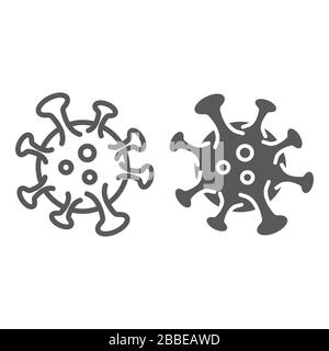 Coronavirus line and glyph icon, virus and microorganism, covid 19 sign, vector graphics, a linear pattern on a white background, eps 10. Stock Vector