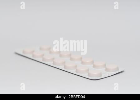 Tablet Blister Packaging for drugs: painkillers, antibiotics, vitamins and aspirin tablets Stock Photo