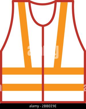 safety vest icon over white background, line style, vector illustration ...