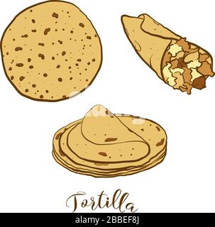 Arepa bread vector drawing. Food sketch of Cornbread, usually known in ...