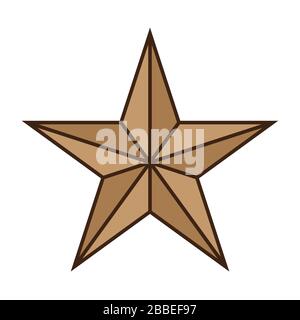 Five pointed golden star vector icon on white Stock Vector