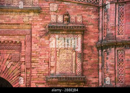 Terra Cotta of Khania Dighi Mosque Stock Photo